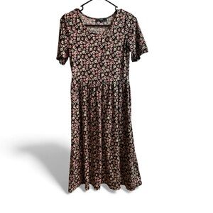 Vibe Sportswear Floral Midi Dress – Women’s Medium Cottagecore Vibes
